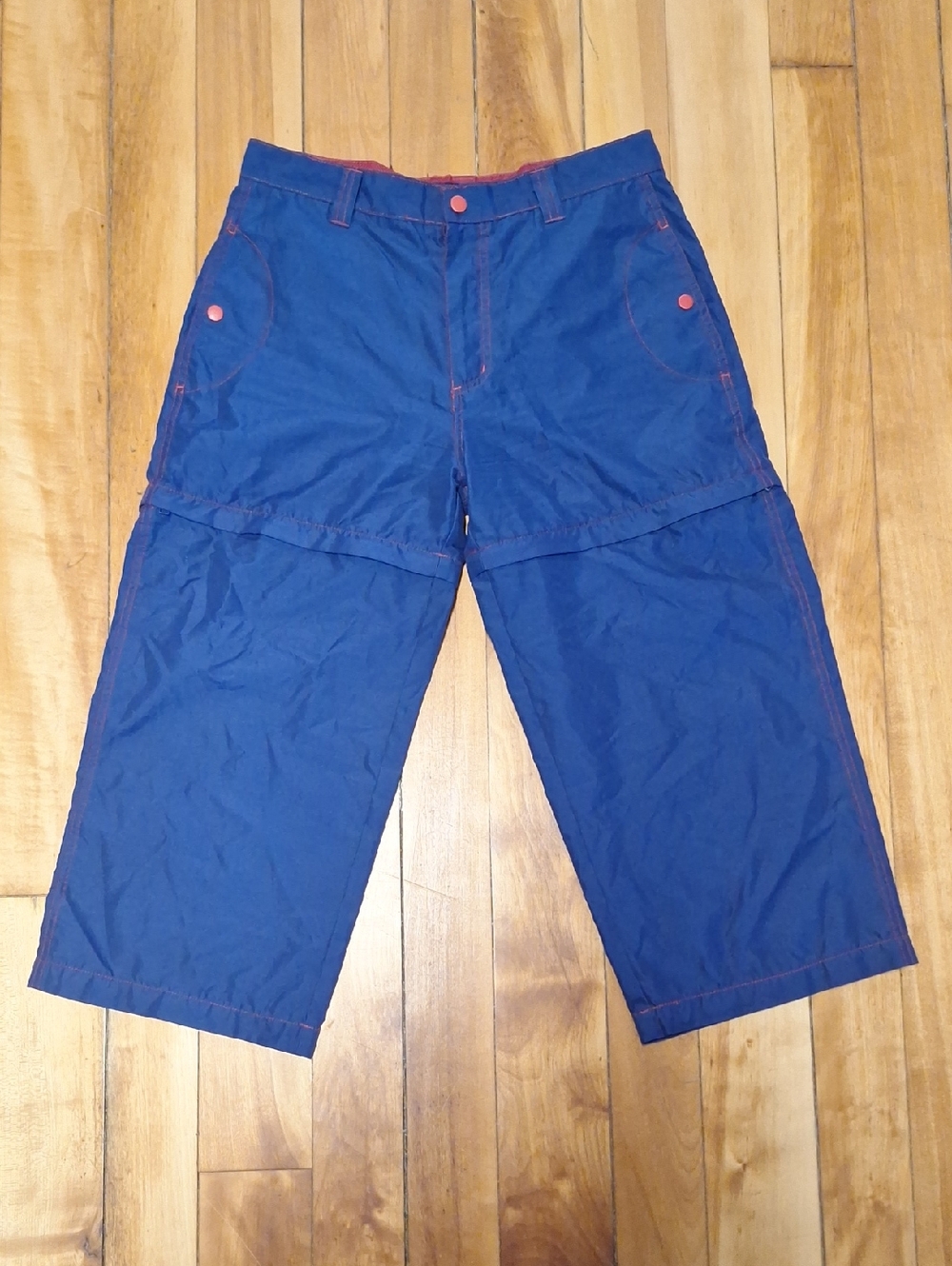 Y2K ONE TUFF BABE (OTB) Navy Blue Zip-off Capris With Red Highlights